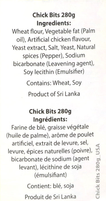 Maliban Chick Bits 280g Ingredients 