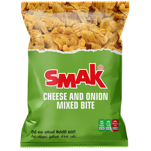 SMAK Cheese & Onion Mixed Bite 150g pack – crunchy Sri Lankan cheese & onion flavored snack