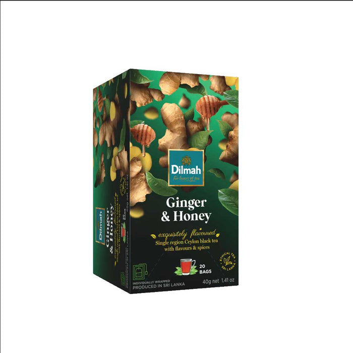 Dilmah Ginger and Honey Ceylon Black Tea 30g 20 foil wrapped tea bags