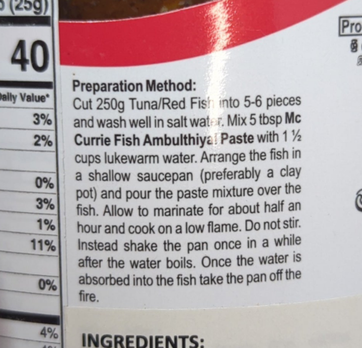 Mc Currie Fish Ambulthiyal Paste 225g – Traditional Sri Lankan Sour Fish Made Easy