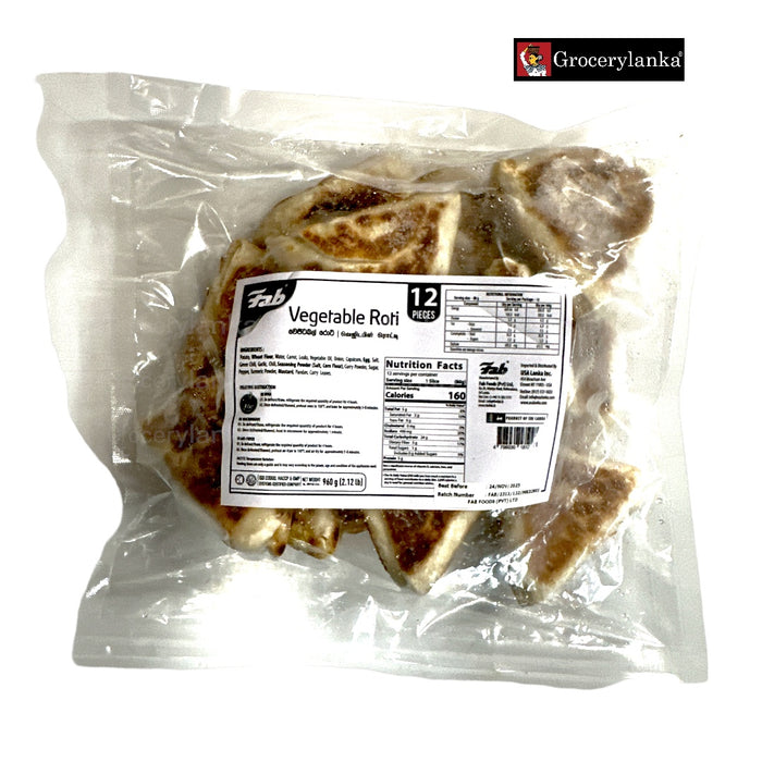 Fab Vegetable Roti Restaurant Pack (12 Pieces) - Frozen (In-Store Pickup Only / Please order a separate Frozen Shipping Kit in order to ship this item*)