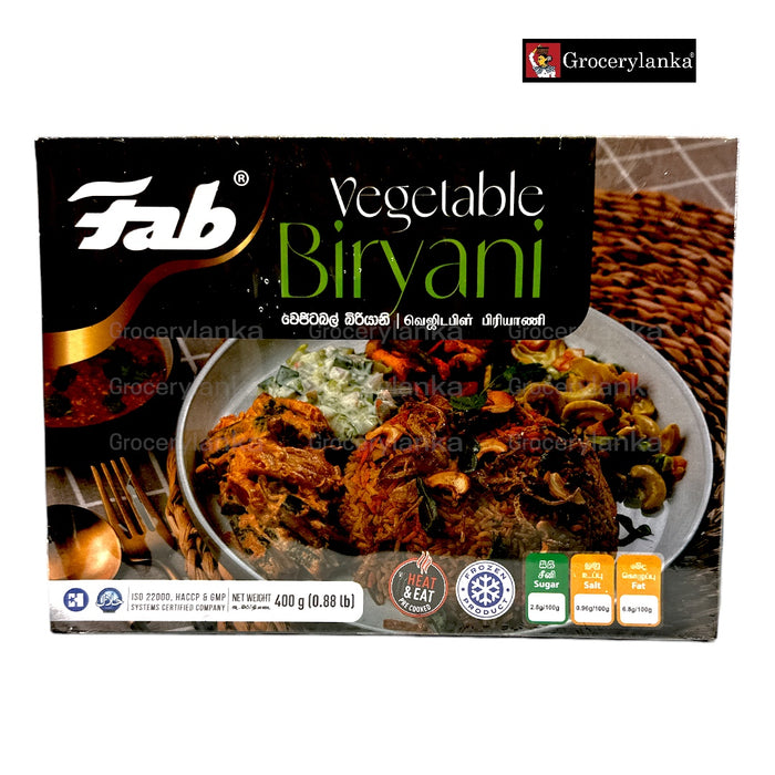Fab Vegetable Biriyani  Frozen (In-Store Pickup Only / Please order a separate - Frozen Shipping Kit in order to ship this item*)