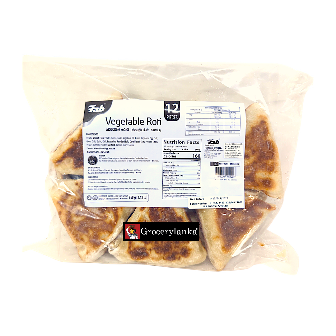 Deep Rice Roti Frozen Fab Vegetable Roti Restaurant Pack (12 Pieces) - Frozen (In-Store Pick ...