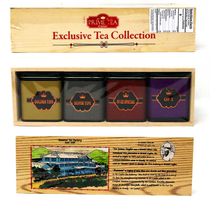 Premium Ceylon Tea Exclusive Tea Collection 50g x 4 Tins | Golden Tips, Silver Tips, FF EX Special, OP1