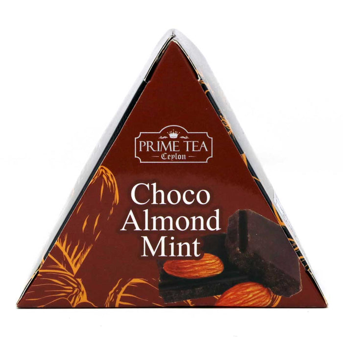 Prime Tea Ceylon Hot Choco Almond Mint 10 Pyramid Bags | Pure Ceylon Tea wit Chocolate Chips, Almond, Mint Leaf. Marigold, Rose Petals