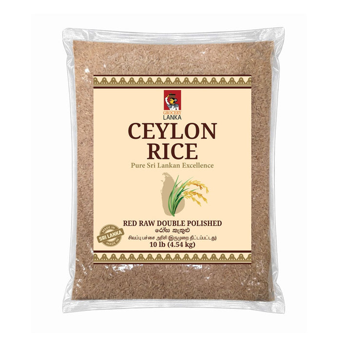 Ceylon Rice Red Raw Double Polished Rice - Rosa Kekulu 10lb (4.5 kg) | Grocerylanka