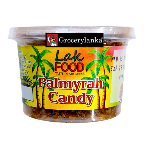 Container of Lak Food Palmyrah Candy with a Grocerylanka label on a white background