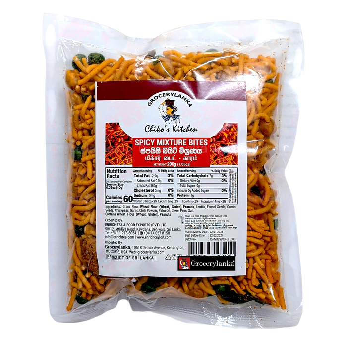 Chiko's Kitchen Mixture Bite Spicy 200g (7.1 oz) – Sri Lankan Spicy Snack Mix