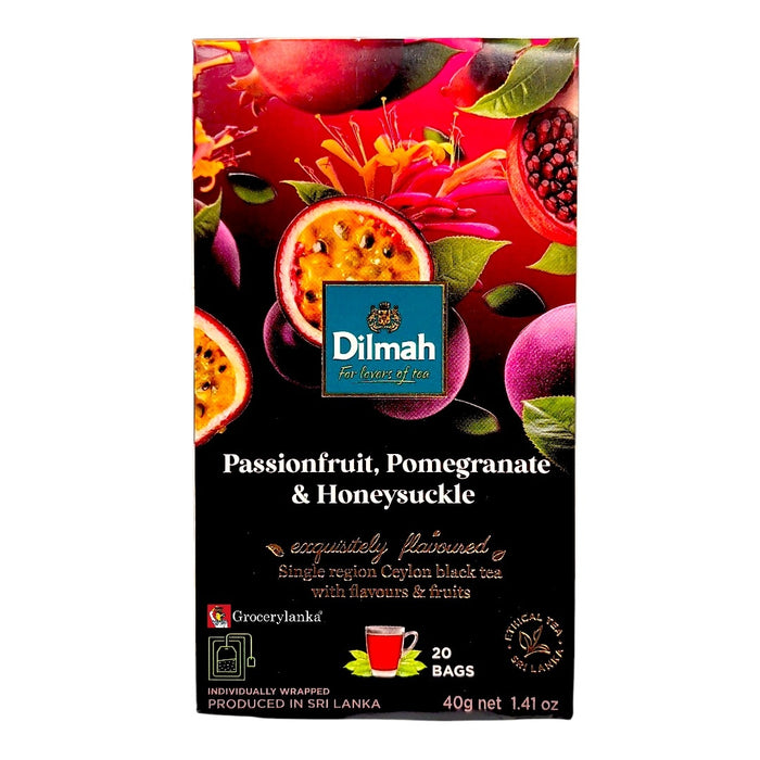 Dilmah Passionfruit, Pomegranate & Honeysuckle Ceylon Black Tea 40g (1.4 oz) – 20 Individually Foil Wrapped Tea Bags