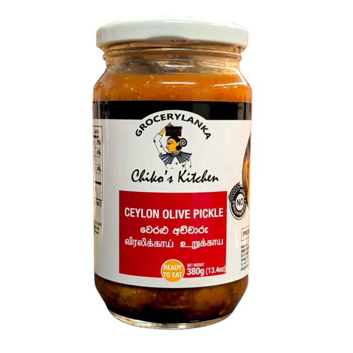 Chiko's Kitchen Ceylon Olive (Veralu) Pickle 380g (13.4 oz) | Grocerylanka