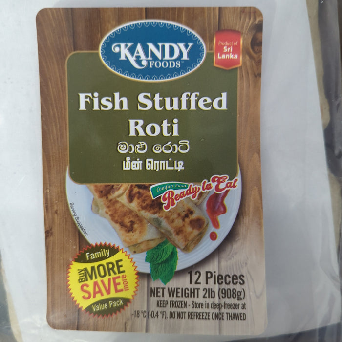 Kandy Foods Fish Stuffed Roti Family Pack 12Pcs -Frozen (In-Store Pickup Only / Please order a separate Frozen Shipping Kit in order to ship this item*)