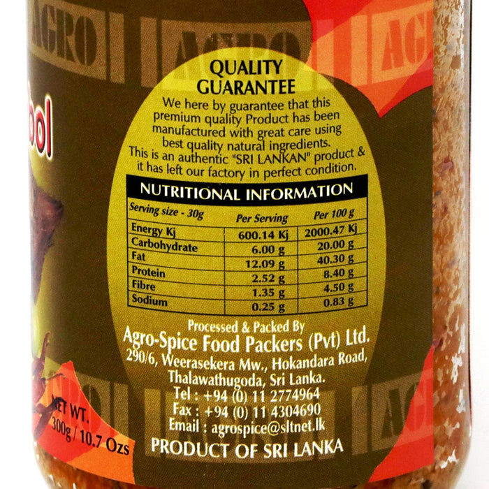 Agro Coconut Sambol 300g Nutritional Info