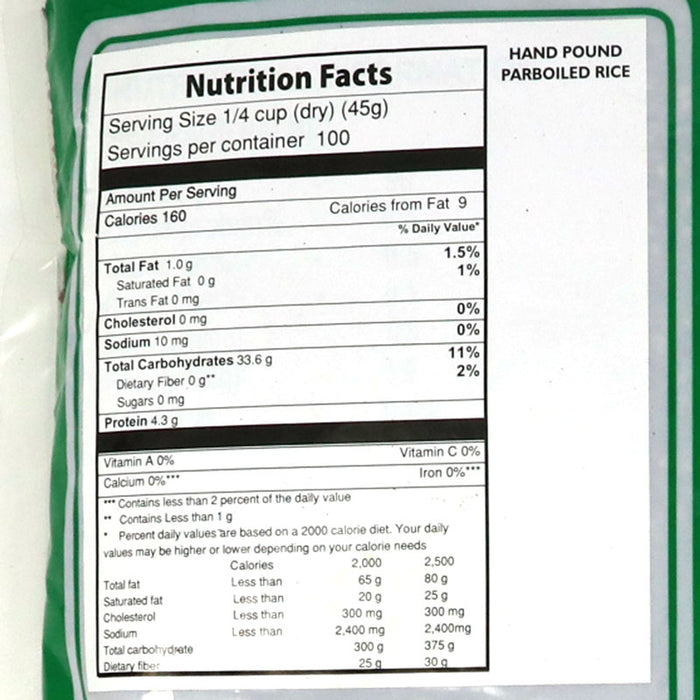 CIC Hand Pound Parboiled Rice Nutrition 