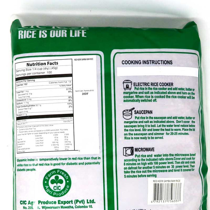 CIC Red Keeri Samba Raw Rice 10lb – Premium Sri Lankan Red Rice ...