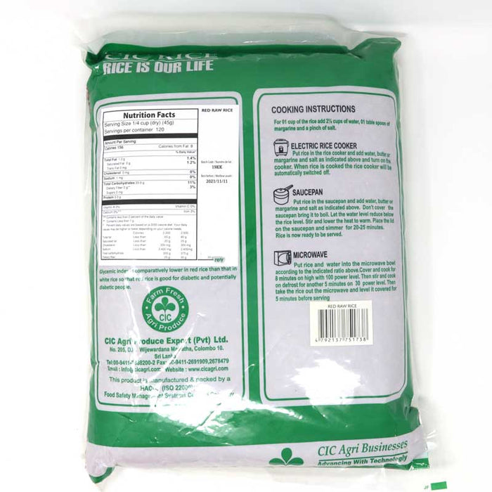 CIC Red Raw Rice 10lb - Unpolished Red Rice — Grocerylanka