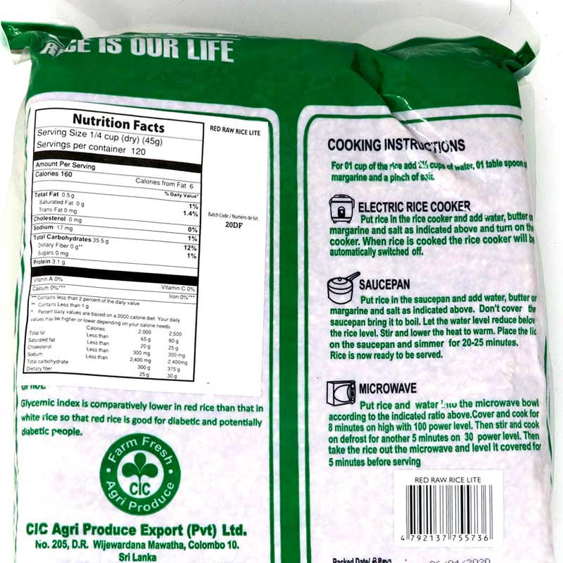CIC Red Raw Rice Lite (Rosa Kekulu) 10lb - Polished Red Rice — Grocerylanka