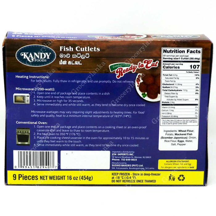 Kandy Foods Fish Cutlets 454g 9Pcs - Frozen (In-Store Pickup Only / Please order a separate Frozen Shipping Kit in order to ship this item*)