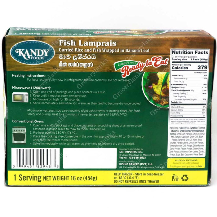 Kandy Foods Fish Lamprais - Frozen (In-Store Pickup Only / Please order a separate Frozen Shipping Kit in order to ship this item*)
