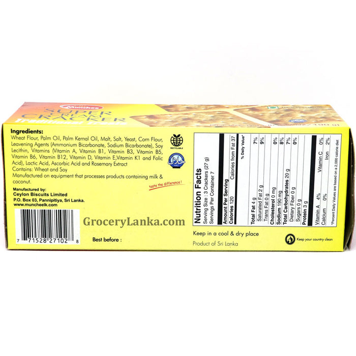 Munchee Label Munchee Super Cream Cracker 190g — Grocerylanka