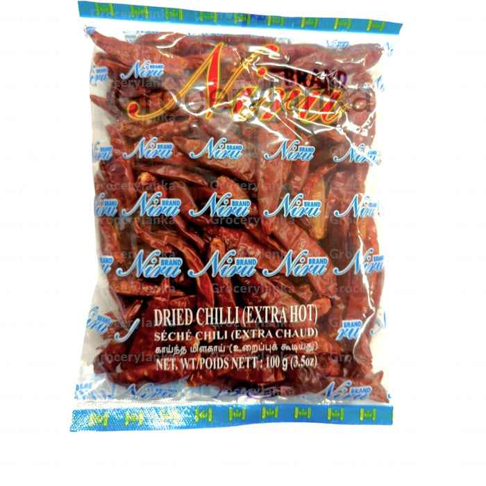 Niru Dried Whole Red Chili 100g - Extra Hot