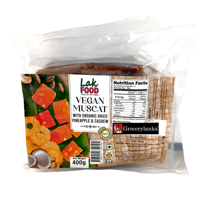 LakFood Vegan Muscut with Organic Dried Pineapple & Cashew 400g