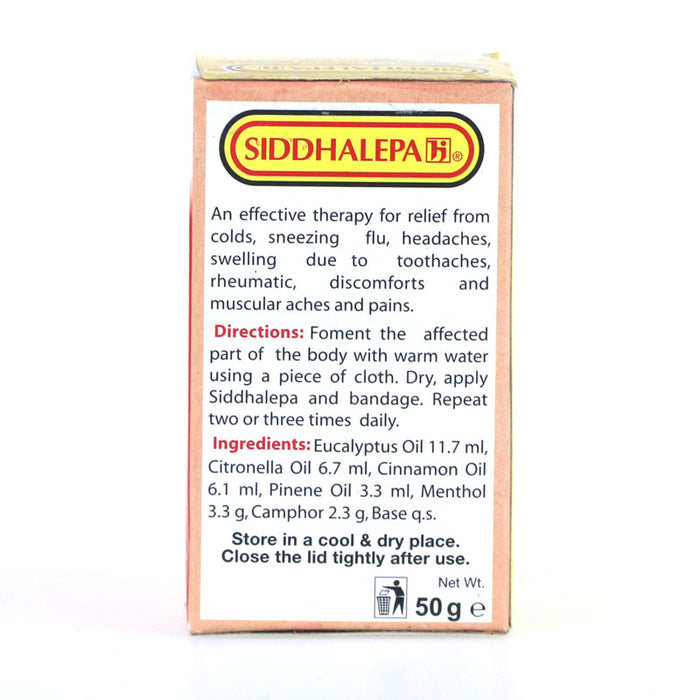 Siddhalepa herbal balm Information 